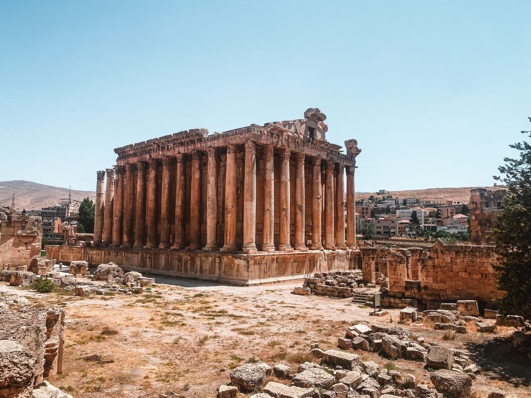 The Roman columns of the Temple of Bacchus at Baalbek